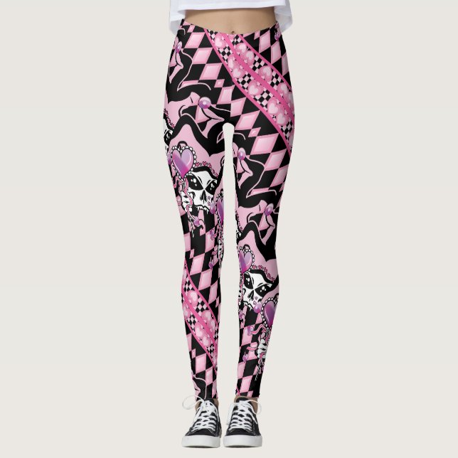 Spaßvogel des Herz-Schädels Leggings (Vorderseite)