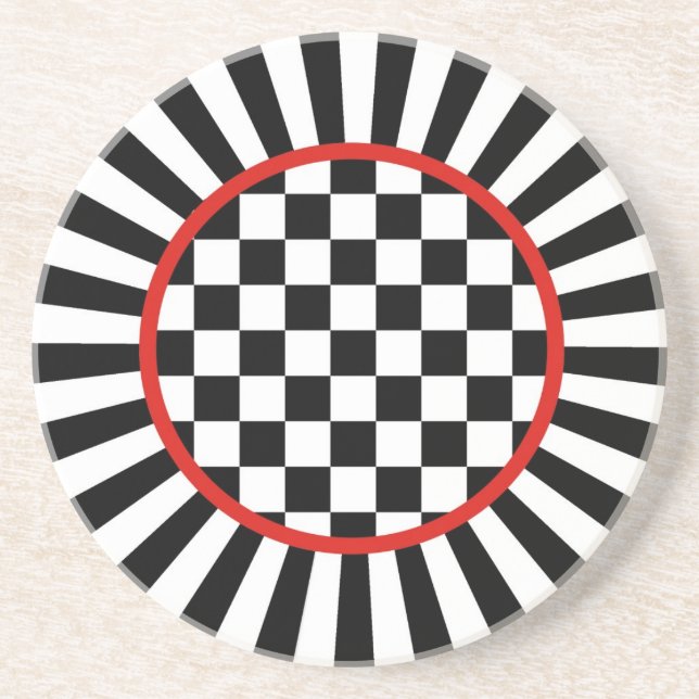 Spaßvogel-Karo-Sandstein-Untersetzer Getränkeuntersetzer (Vorne)