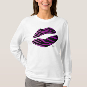 Spaßwildes Zebra-Lippenfall-Shirt lila T-Shirt