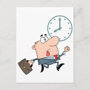 spät in die Arbeit lustiger Cartoon Postkarte
