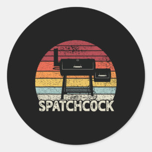 Spatchenhähnchen Retro Grillen Smokergrill zum Gri Runder Aufkleber