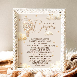 Späte Nacht Diapers Bear Balloon Thema Spiel-Sign Poster