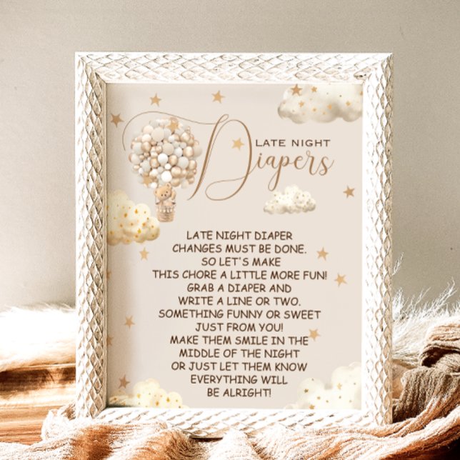 Späte Nacht Diapers Bear Balloon Thema Spiel-Sign Poster (Von Creator hochgeladen)
