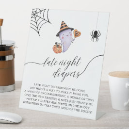 Späte Nacht Diapers Halloween-Geist Babydusche Sockelschild