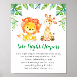 Späte Nacht Diapers Wild Jungle Safari Baby Dusche Poster