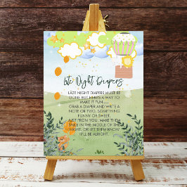 Späte Nacht Windeln Abenteuer beginnt Heißluftball Poster