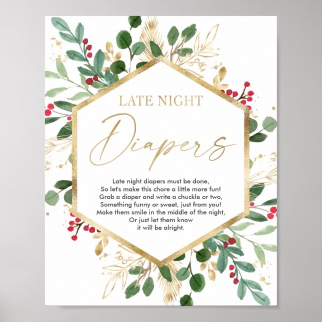 Späte Nacht Windeln Baby Dusche Weihnachten Poster (Vorne)