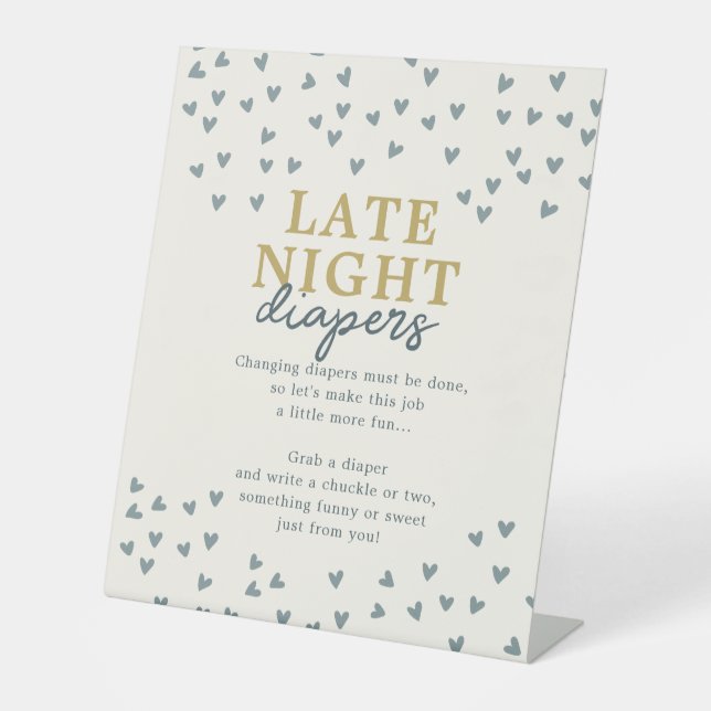 Späte Nacht Windeln Little Sweetheart Junge Herzen Sockelschild (Vorderseite)