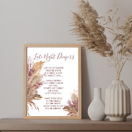Späte Nacht Windeln Schild Pampas Grass Mauve Rosa