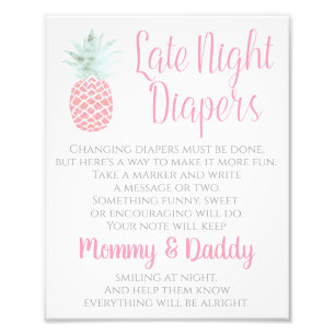 Späte Nachttaucher Ananas Tropical Baby Sign Fotodruck