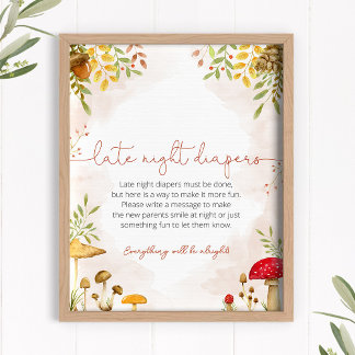 Späte Nachttaucher Babydusche Schild Woodland