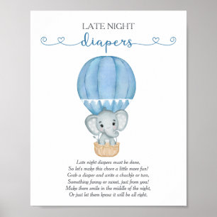 Späte Nachttaucher Blue Elephant Baby Showspiel Poster