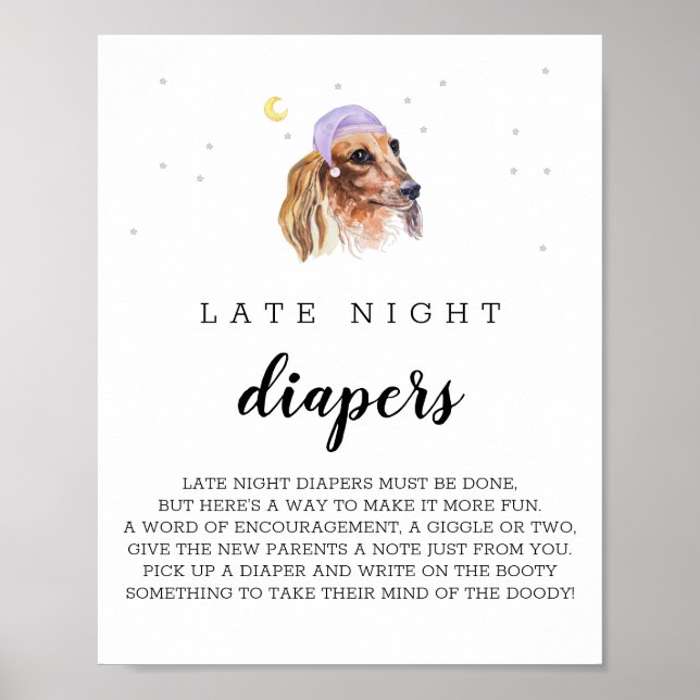 Späte Nachttaucher Dackel Wasserfarbzeichen Poster (Vorne)