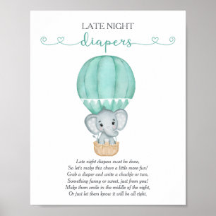 Späte Nachttaucher Green Elephant Baby Showspiel Poster