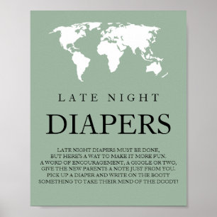Späte Nachttaucher Reisen Weltkarte Kinderdusche Poster