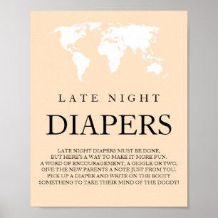 Späte Nachttaucher Reisen Weltkarte Kinderdusche Poster