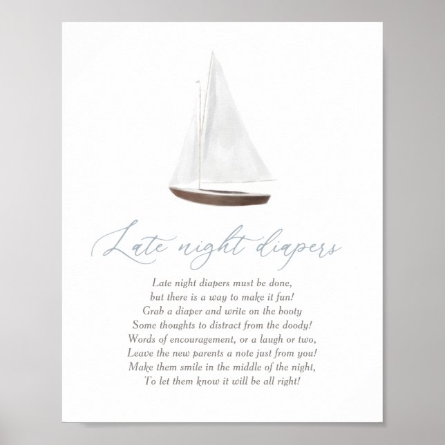 Späte Nachttaucher signieren Nautical Baby Dusche Poster (Vorne)