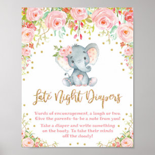 Späte Nachttaucher signieren rosa Elephant Baby Du Poster