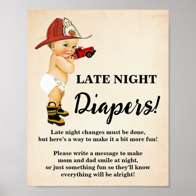 Späte Nachttaucher Spiel Firefighter Kinderdusche Poster (Vorne)