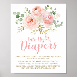 Späte Nachttaucher Spielezeichen, Babydusche Poste Poster