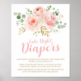 Späte Nachttaucher Spielezeichen, Babydusche Poste Poster