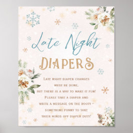 Späte Nachttaucher Winter Wonderland Babydusche Poster