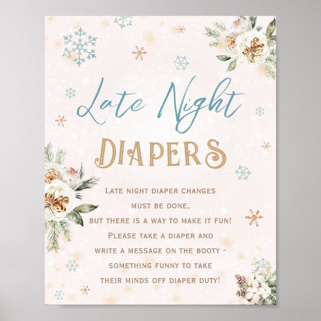 Späte Nachttaucher Winter Wonderland Babydusche Poster (Vorne)