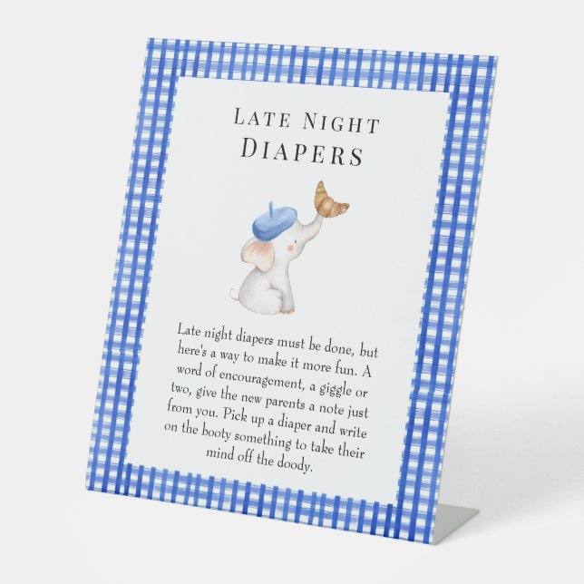 Spate Night Diapers Bonjour French Gingham Blue Sockelschild (Vorderseite)