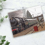 Späte Train Dinosaur Raptor Funny Postkarte<br><div class="desc">Dieses Design kann personalisiert werden, indem Sie die Option zum Hinzufügen von Text anpassen auswählen. Kontaktieren Sie mich unter colorflowcreations@gmail.com , wenn Sie dieses Design für ein anderes Produkt haben möchten. Kaufen Sie meine originale abstrakte Acrylmalerei zum Verkauf unter www.etsy.com/shop/colorflowart. Sehen Sie mehr meiner Kreationen oder folgen Sie mir unter...</div>