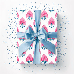 Spaten-Palmette in Rosa und Aqua Geschenkpapier