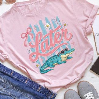 Später Gator Coquette Preppy Gestreift  T-Shirt