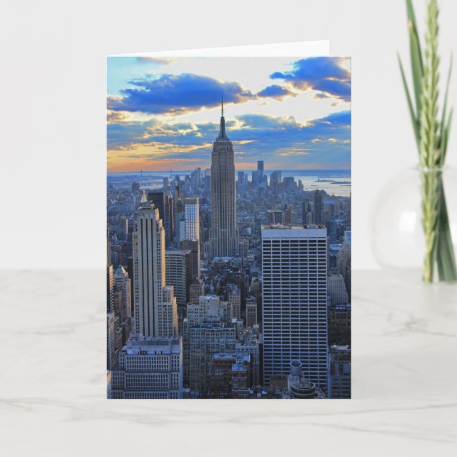 Später Nachmittag NYC Skyline als Sonnenuntergang  Karte (Vorderseite)