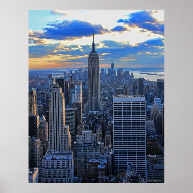 Später Nachmittag NYC Skyline als Sonnenuntergang  Poster (Vorne)