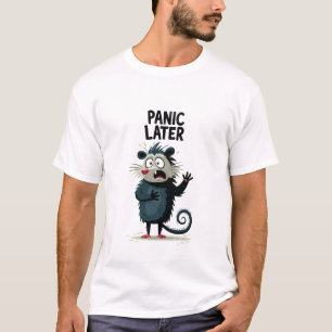 Später Panik Lustige Ängstliche Opossum Charakter T-Shirt