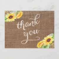 Später Sommer Sonnenblumen Danke Burlap Postcard
