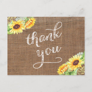 Später Sommer Sonnenblumen Danke Burlap Postcard Postkarte