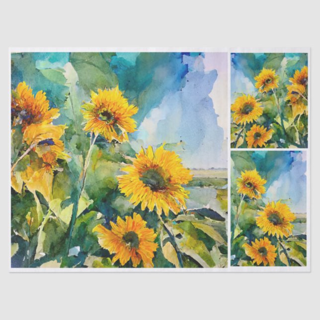 Später Sommer Sonnenblumen Seidenpapier (Vorderseite)