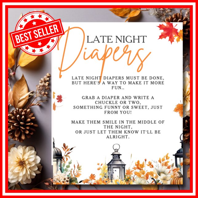 SPÄTERE NACHT DIAPERS Kleines Pumpkin Baby Shower  Poster (Von Creator hochgeladen)
