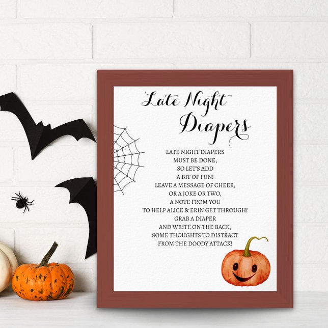 Spätes Nachttaucher Halloween Baby Shower Game Poster (Von Creator hochgeladen)