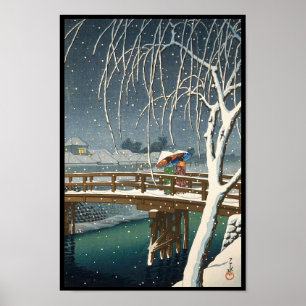 Spätes Schnee entlang Edo River hasui kawase Winte Poster