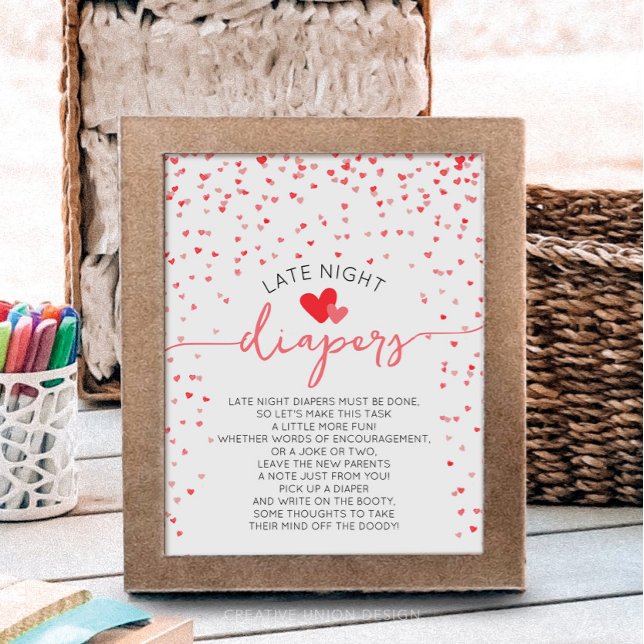 Spätnachts Windeln Baby Duschsignatur Digital Prin Poster (little sweetheart baby shower)