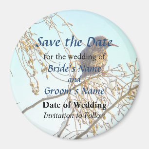 Spatz auf einer Winter-Niederlassung Save the Date Magnet