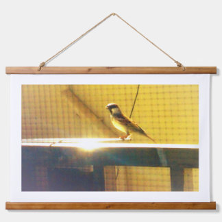 Spatz-Natur-Wandtapete | Moderne Tierwelt-Wanddeko Wandteppich Mit Holzrahmen