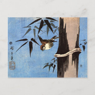 Spatz und Bambus, Ando Hiroshige Postkarte