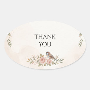 Spatz Vogel Rosa Rosen Hochzeit Aufkleber