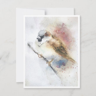 Spatzen-Aquarell-Notizkarte Mitteilungskarte