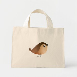 Spatzen-Vogel-Cartoon Mini Stoffbeutel