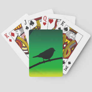 Spatzensilhouette auf Limonen Spielkarten