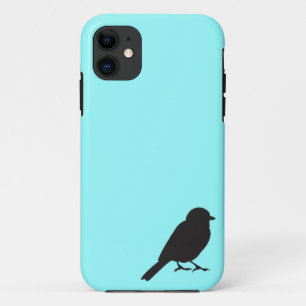 Spatzensilhouette chic blaue Schwalbe Vogel iPhone 11 Hülle