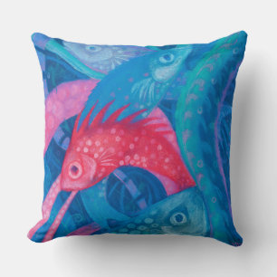 Spawnschen, Fisch, Unterwasserkunst, pastellfarben Kissen